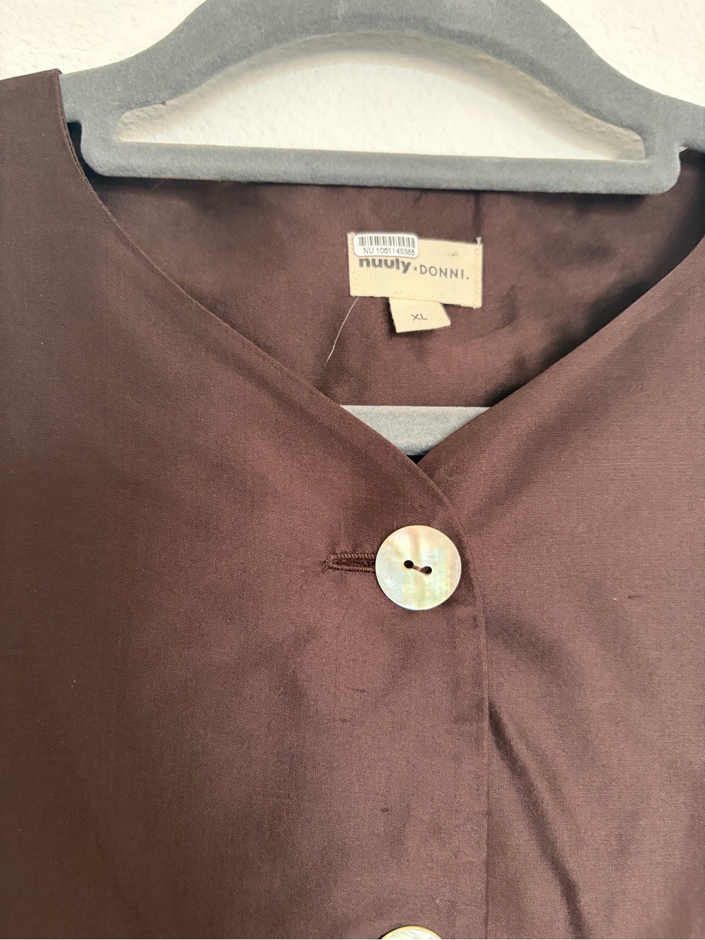 DONNI Brown Silk Taffeta Lady Vest - Picture 7 of 10